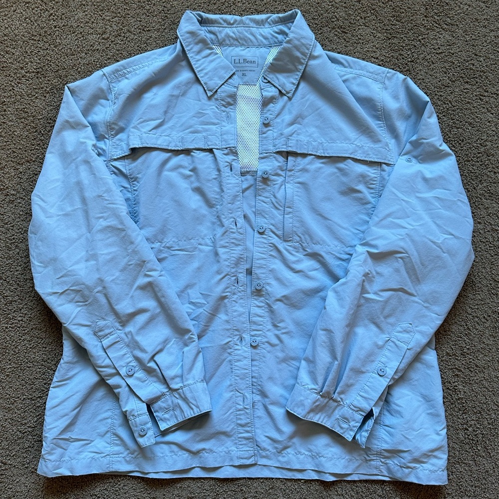 L.L. Bean light Blue Mesh Lining Button Up